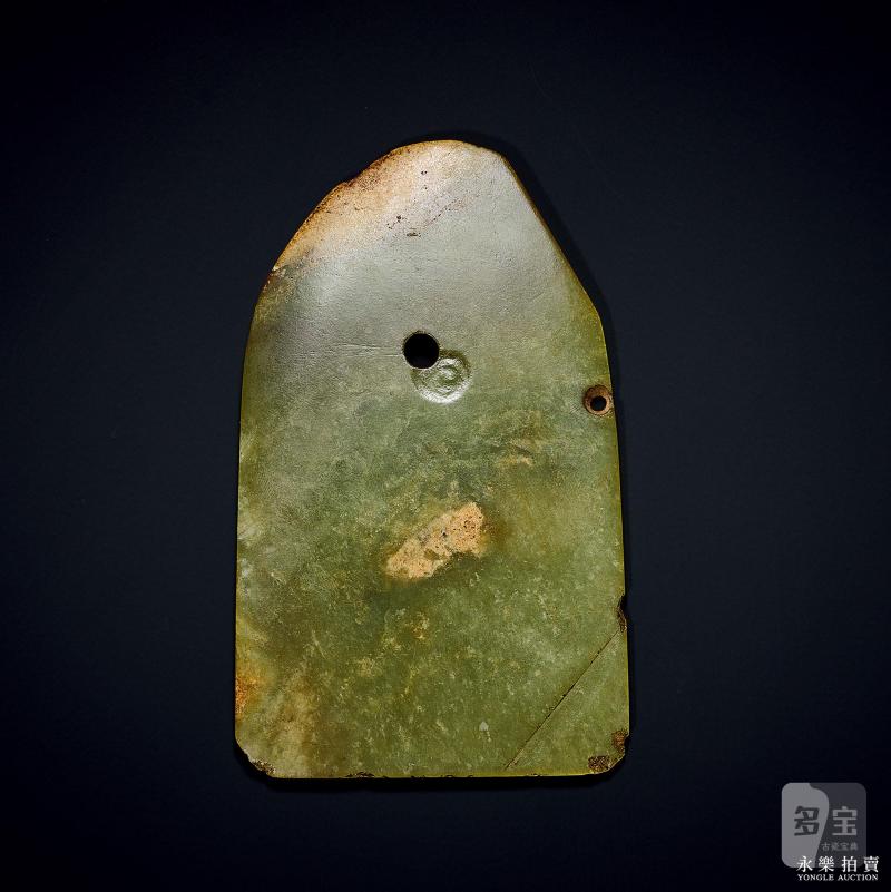 明 青玉斧形佩